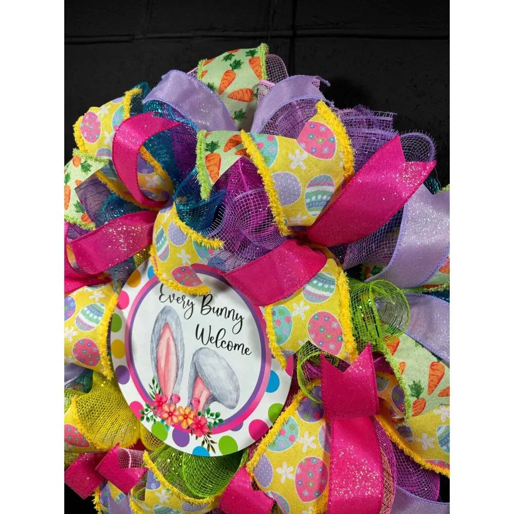 Easter Wreath, Welcome Wreath Front Door Decor Handmade 22 In